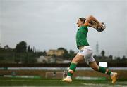 17 February 2023; Megan Campbell of Republic of Ireland takes a throw in during a behind closed doors training match between Republic of Ireland and Germany at Marbella Football Centre in Marbella, Spain. Photo by Stephen McCarthy/Sportsfile