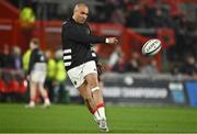 17 February 2023; Simon Zebo of Munster warms up before the United Rugby Championship match between Munster and Ospreys at Thomond Park in Limerick. Photo by Sam Barnes/Sportsfile