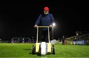 17 February 2023; Groundman Ralph McMahon lines the pitch before the SSE Airtricity Men's First Division match between Treaty United and Bray Wanderers at Market's Field in Limerick. Photo by Michael P Ryan/Sportsfile