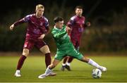 17 February 2023; Sean McGrath of Kerry FC in action against Michael McCarthy of Cobh Ramblers during the SSE Airtricity Men's First Division match between Kerry and Cobh Ramblers at Mounthawk Park in Tralee, Kerry. Photo by Brendan Moran/Sportsfile