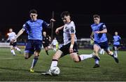 17 February 2023; Ryan O'Kane of Dundalk in action against Brendan Barr of UCD during the SSE Airtricity Men's Premier Division match between Dundalk and UCD at Oriel Park in Dundalk, Louth. Photo by Ben McShane/Sportsfile