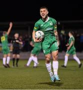 17 February 2023; Leo Gaxha of Kerry FC reacts during the SSE Airtricity Men's First Division match between Kerry and Cobh Ramblers at Mounthawk Park in Tralee, Kerry. Photo by Brendan Moran/Sportsfile