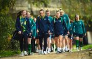 18 February 2023; Players, from left, Courtney Brosnan, Grace Moloney and Denise O'Sullivan during a Republic of Ireland women training session at Dama de Noche Football Center in Marbella, Spain. Photo by Stephen McCarthy/Sportsfile