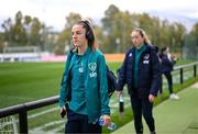17 February 2023; Deborah-Anne de la Harpe of Republic of Ireland arrives for a behind closed doors training match between Republic of Ireland and Germany at Marbella Football Centre in Marbella, Spain. Photo by Stephen McCarthy/Sportsfile