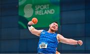 18 February 2023; John Kelly of Finn Valley AC, Donegal, competing in the senior men's Shotput during day one of the 123.ie National Senior Indoor Championships at National Indoor Arena in Dublin. Photo by Sam Barnes/Sportsfile