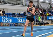 18 February 2023; David Kenny of Farranfore Maine Valley AC, Kerry, on his way to winning the senior men's 5000m Walk during day one of the 123.ie National Senior Indoor Championships at National Indoor Arena in Dublin. Photo by Sam Barnes/Sportsfile