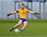 18 February 2023; Mark Jackson of Wicklow scores a free during the Allianz Football League Division Four match between Wicklow and London at Echelon Park in Aughrim, Wicklow. Photo by Stephen Marken/Sportsfile