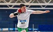 18 February 2023; Sam Vines of Cabinteely AC, Dublin, competing in the senior men's shot put during day one of the 123.ie National Senior Indoor Championships at National Indoor Arena in Dublin. Photo by Sam Barnes/Sportsfile