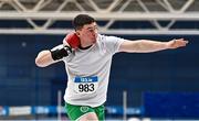 18 February 2023; Sam Vines of Cabinteely AC, Dublin, competing in the senior men's shot put during day one of the 123.ie National Senior Indoor Championships at National Indoor Arena in Dublin. Photo by Sam Barnes/Sportsfile