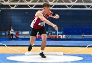 18 February 2023; Liam Shaw of Athenry AC, Galway, competing in the senior men's shot put during day one of the 123.ie National Senior Indoor Championships at National Indoor Arena in Dublin. Photo by Sam Barnes/Sportsfile