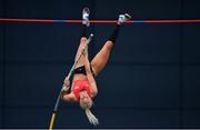 18 February 2023; Ellen McCartney of City of Lisburn AC, Down, on her way to winning the senior women's Pole Vault during day one of the 123.ie National Senior Indoor Championships at National Indoor Arena in Dublin. Photo by Sam Barnes/Sportsfile