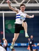 18 February 2023; Eoghan McGrath of Celbridge AC, Kildare, competing in the senior men's Long Jump during day one of the 123.ie National Senior Indoor Championships at National Indoor Arena in Dublin. Photo by Sam Barnes/Sportsfile