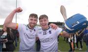 18 February 2023; Darragh Corcoran, left, and Killian McDermott of UL celebrate after the Electric Ireland HE GAA Fitzgibbon Cup Final match between University of Limerick and National University of Ireland Galway at the SETU West Campus in Waterford. Photo by Matt Browne/Sportsfile