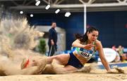 18 February 2023; Kim O'Hare of Raheny Shamrock AC, Dublin, competing in the senior women's Triple Jump during day one of the 123.ie National Senior Indoor Championships at National Indoor Arena in Dublin. Photo by Sam Barnes/Sportsfile