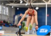 18 February 2023; Natalie McCrory of City of Lisburn AC, Down, competing in the senior women's Triple Jump during day one of the 123.ie National Senior Indoor Championships at National Indoor Arena in Dublin. Photo by Sam Barnes/Sportsfile