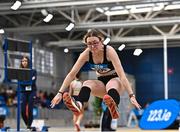 18 February 2023; Aisling MacHugh of Naas AC, Kildare, competing in the senior women's Triple Jump during day one of the 123.ie National Senior Indoor Championships at National Indoor Arena in Dublin. Photo by Sam Barnes/Sportsfile