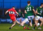 18 February 2023; Niall Toner of Derry scores his side's second goal during the Allianz Football League Division Two match between Derry and Meath at Derry GAA Centre of Excellence in Owenbeg, Derry. Photo by Ben McShane/Sportsfile
