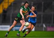 18 February 2023; Lorraine Scanlon of Kerry in action against Leah Caffrey of Dublin during the 2023 Lidl Ladies National Football League Division 1 Round 4 match between Kerry and Dublin at Austin Stack Park in Tralee, Kerry. Photo by Eóin Noonan/Sportsfile