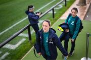 17 February 2023; Megan Campbell of Republic of Ireland arrive for a behind closed doors training match between Republic of Ireland and Germany at Marbella Football Centre in Marbella, Spain. Photo by Stephen McCarthy/Sportsfile