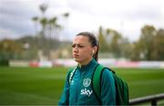 17 February 2023; Katie McCabe of Republic of Ireland arrives for a behind closed doors training match between Republic of Ireland and Germany at Marbella Football Centre in Marbella, Spain. Photo by Stephen McCarthy/Sportsfile
