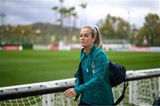 17 February 2023; Lily Agg of Republic of Ireland arrives for a behind closed doors training match between Republic of Ireland and Germany at Marbella Football Centre in Marbella, Spain. Photo by Stephen McCarthy/Sportsfile
