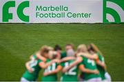 17 February 2023; A general view of the Marbella Football Centre as the Republic of Ireland team huddle before a behind closed doors training match between Republic of Ireland and Germany at Marbella Football Centre in Marbella, Spain. Photo by Stephen McCarthy/Sportsfile