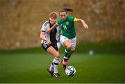 17 February 2023; Katie McCabe of Republic of Ireland in action against Paulina Kate Krumbiegel of Germany during a behind closed doors training match between Republic of Ireland and Germany at Marbella Football Centre in Marbella, Spain. Photo by Stephen McCarthy/Sportsfile