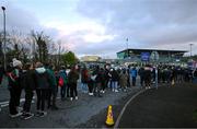 18 February 2023; Supporters queue outside the stadium before the Allianz Football League Division One match between Mayo and Kerry at Hastings Insurance MacHale Park in Castlebar, Mayo. Photo by Brendan Moran/Sportsfile