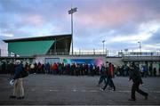 18 February 2023; Supporters queue outside the stadium before the Allianz Football League Division One match between Mayo and Kerry at Hastings Insurance MacHale Park in Castlebar, Mayo. Photo by Brendan Moran/Sportsfile