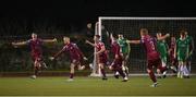 17 February 2023; Jack Doherty of Cobh Ramblers, second from left, celebrates with teammates after scoring his side's second goal during the SSE Airtricity Men's First Division match between Kerry and Cobh Ramblers at Mounthawk Park in Tralee, Kerry. Photo by Brendan Moran/Sportsfile