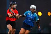 12 February 2023; Sinead Daly of TUD and Rachel McCarthy of UCC during the Electric Ireland Ashbourne Cup Final between UCC and TUD at UCD in Dublin. Photo by Ben McShane/Sportsfile