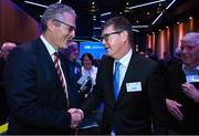 17 February 2023; Jarlath Burns with Ard Stiúrthóir of the GAA Tom Ryan, right, after he was voted-in as the GAA president elect during day one of the GAA Annual Congress 2023 at Croke Park in Dublin. Photo by Piaras Ó Mídheach/Sportsfile