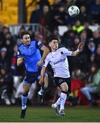 17 February 2023; Ryan O'Kane of Dundalk and Ryan Bowden of UCD during the SSE Airtricity Men's Premier Division match between Dundalk and UCD at Oriel Park in Dundalk, Louth. Photo by Ben McShane/Sportsfile