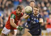 18 February 2023; Aidan O'Shea of Mayo in action against Dylan Casey of Kerry during the Allianz Football League Division One match between Mayo and Kerry at Hastings Insurance MacHale Park in Castlebar, Mayo. Photo by Brendan Moran/Sportsfile