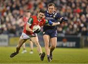 18 February 2023; Conor Loftus of Mayo is tackled by Dara Moynihan of Kerry during the Allianz Football League Division One match between Mayo and Kerry at Hastings Insurance MacHale Park in Castlebar, Mayo. Photo by Brendan Moran/Sportsfile