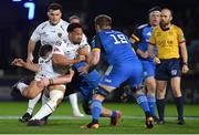 18 February 2023; Aki Seiuli of Dragons is tackled by Brian Deeny of Leinster during the United Rugby Championship match between Leinster and Dragons at RDS Arena in Dublin. Photo by Tyler Miller/Sportsfile
