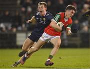 18 February 2023; Jack Coyne of Mayo in action against Barry O’Sullivan of Kerry during the Allianz Football League Division One match between Mayo and Kerry at Hastings Insurance MacHale Park in Castlebar, Mayo. Photo by Brendan Moran/Sportsfile