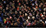 18 February 2023; Supporters wrapped up from the cold look on during the Allianz Football League Division One match between Mayo and Kerry at Hastings Insurance MacHale Park in Castlebar, Mayo. Photo by Brendan Moran/Sportsfile