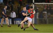 18 February 2023; Conor Loftus of Mayo is tackled by Seán O'Shea of Kerry during the Allianz Football League Division One match between Mayo and Kerry at Hastings Insurance MacHale Park in Castlebar, Mayo. Photo by Brendan Moran/Sportsfile