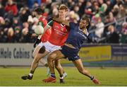 18 February 2023; Stefan Okunbor of Kerry is tackled by Jack Carney of Mayo during the Allianz Football League Division One match between Mayo and Kerry at Hastings Insurance MacHale Park in Castlebar, Mayo. Photo by Brendan Moran/Sportsfile