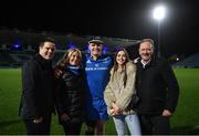 18 February 2023; Jack Boyle of Leinster with, from left, brother Andrew, mother Cathy, girlfriend Kerri O'Brien and father Herbie after making his debut in the United Rugby Championship match between Leinster and Dragons at RDS Arena in Dublin. Photo by Harry Murphy/Sportsfile