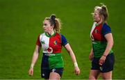 18 February 2023; Molly Scuffil-McCabe, left, and Dannah O'Brien of Combined Provinces XV during the Celtic Challenge 2023 match between Combined Provinces XV and Welsh Development XV at Kingspan Stadium in Belfast. Photo by Ramsey Cardy/Sportsfile