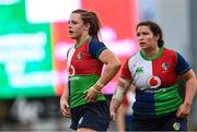 18 February 2023; Brittany Hogan, left, and Christy Haney of Combined Provinces XV during the Celtic Challenge 2023 match between Combined Provinces XV and Welsh Development XV at Kingspan Stadium in Belfast. Photo by Ramsey Cardy/Sportsfile