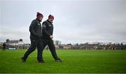 19 February 2023; Tyrone joint managers Brian Dooher, left, and Feargal Logan before the Allianz Football League Division One match between Galway and Tyrone at St Jarlath's Park in Tuam, Galway. Photo by Brendan Moran/Sportsfile
