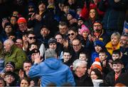 19 February 2023; Supporters applaud Uachtarán Tofa Chumann Lúthchleas Gael Jarlath Burns as he takes to his seat before the Allianz Football League Division One match between Roscommon and Armagh at Dr Hyde Park in Roscommon. Photo by Harry Murphy/Sportsfile
