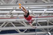 19 February 2023; Michael Kent of DMP AC, Wexford, competing in the senior men's Pole Vault during day two of the 123.ie National Senior Indoor Championships at National Indoor Arena in Dublin. Photo by Tyler Miller/Sportsfile