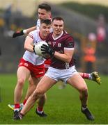 19 February 2023; Daniel O'Flaherty of Galway in action against Cormac Quinn of Tyrone during the Allianz Football League Division One match between Galway and Tyrone at St Jarlath's Park in Tuam, Galway. Photo by Brendan Moran/Sportsfile