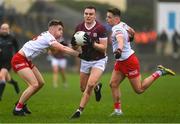 19 February 2023; Daniel O'Flaherty of Galway in action against Cormac Quinnand Michael McKernan of Tyrone during the Allianz Football League Division One match between Galway and Tyrone at St Jarlath's Park in Tuam, Galway. Photo by Brendan Moran/Sportsfile