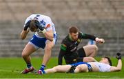 19 February 2023; Jack McCarron of Monaghan reacts to a missed goal chance by teammate Stephen O'Hanlon during the Allianz Football League Division One match between Monaghan and Donegal at St Tiernach's Park in Clones, Monaghan. Photo by Ramsey Cardy/Sportsfile