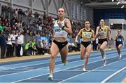 19 February 2023; Sophie Becker of Raheny Shamrock AC, on her way to winning win the senior women's 400m during day two of the 123.ie National Senior Indoor Championships at National Indoor Arena in Dublin. Photo by Sam Barnes/Sportsfile